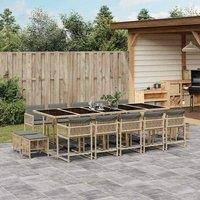 Berkfield Home 15 Piece Garden Dining Set with Cushions Mix Beige Poly Rattan