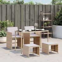Berkfield Home 5 Piece Garden Dining Set with Cushions Mix Beige Poly Rattan