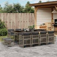 Berkfield Home 13 Piece Garden Dining Set with Cushions Grey Poly Rattan