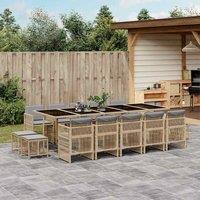 Berkfield Home 15 Piece Garden Dining Set with Cushions Mix Beige Poly Rattan