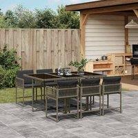 Berkfield Home Garden Dining Set | Grey | PE Rattan | 6-Seater | Foldable