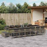 Berkfield Home 17 Piece Garden Dining Set with Cushions Grey Poly Rattan