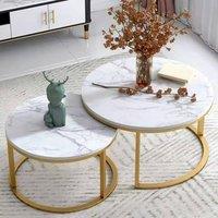 FORGEVIO Nesting Coffee Tables Set of 2 Round Stacking Sofa Side Tables
