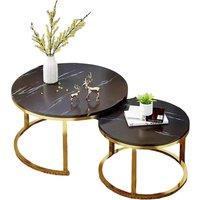 FORGEVIO Nesting Coffee Tables Set of 2 Round Stacking Sofa Side Tables