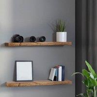 Levede 2PC Wooden Wall Floating Shelves Mounted Storage 35.5IN 90CM in Brown