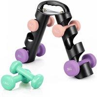 FLAVORA Dumbbells Set with Storage Rack in Black | Size: 0-12 m