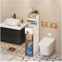 Living and Home 6 Tier Narrow Storage Organizer Rolling Storage Cabinet For Bathroom or Kitchen in White