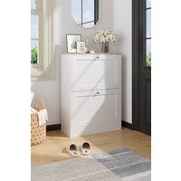 Garden Sanctuary Wooden 2 Drawer Flip Down Shoe Cabinet in White