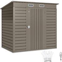 Rolipo 4 x 6ft Galvanised Metal Garden Shed with Lockable Door, Grey in Light Grey