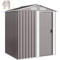 Rolipo 152 x 132cm Metal Garden Shed with Foundation Kit, Grey | Size: 152 x 132 cm