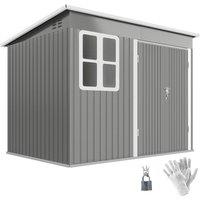 Rolipo 8.5 x 6ft Galvanised Metal Shed with Foundation Kit, Light Grey
