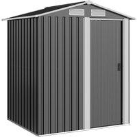 Rolipo 152 x 132cm Metal Garden Shed with Sliding Door & Foundation, Grey in Dark Grey | Size: 152 x 132 cm