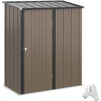 Rolipo 5.3 x 3.1ft Corrugated Steel Garden Shed, Brown