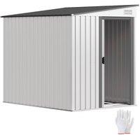 Rolipo 7 x 5ft Galvanised Steel Garden Shed with Sliding Door, White