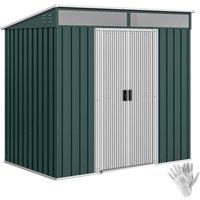 Rolipo 6.5 x 4ft Galvanised Metal Shed with Sliding Doors & Vents, Green