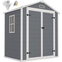 Rolipo 6 x 4.5ft Garden Shed with Window, Vent & Plastic Roof, Grey