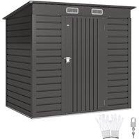 Rolipo 4 x 6ft Galvanised Metal Garden Shed with Locking Door, Grey