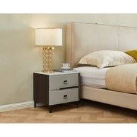 7seas 2 Drawer Bedside Table with Metal Legs 48 x 39 x 46.5cm in Grey | Size: 48 x 39 x 46.5 cm