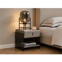 7seas Modern Bedside Table with Acrylic Side Panels 48 x 39 x 46.5cm in Beige | Size: 48 x 39 x 46.5 cm