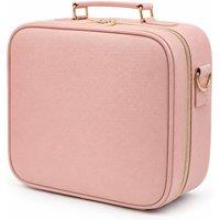 7seas Hollywood LED Makeup Travel Case with Touch Mirror & Adjustable Dividers Pink