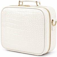 7seas Hollywood LED Makeup Travel Case Touch Mirror & Dividers - Textured White