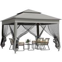 Rolipo 3x3m Pop Up Gazebo Double Roof with Netting, Dark Grey