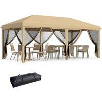 Rolipo 3x6m Pop Up Gazebo Party Tent with Mesh Walls, Beige