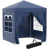 Rolipo 2x2m Pop Up Gazebo with Curtain Walls & Windows, Blue