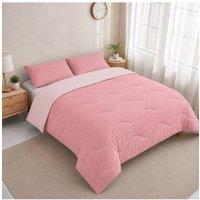Ezysleep 10.5 Tog Soft Coverless Reversible Duvet Set with Pillowcase Cover in Pink | Size: Super King