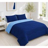 Ezysleep 10.5 Tog Soft Coverless Reversible Duvet Set with Pillowcase Cover in Blue | Size: Super King