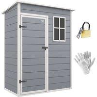 Rolipo 5 x 3ft Plastic Garden Shed with Floor, Window & Vent, Grey