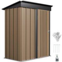 Rolipo 5 x 3ft Corrugated Steel Storage Shed with Lock, Brown