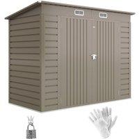 Rolipo 3.7 x 7.9ft Galvanised Steel Shed with Latched Door, Light Grey