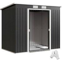 Rolipo 7 x 4ft Galvanised Steel Garden Shed with Foundation Kit, Dark Grey