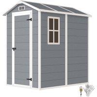 Rolipo 4 x 6ft Plastic Garden Shed with Floor, Window & Lockable Door, Grey