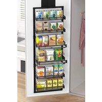 Living and Home 6-Tier Steel Hanging Detachable Kitchen Pantry Organizer Adjustable Over Door No Drilling in Black