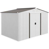 Rolipo 9 x 6ft Metal Garden Shed with Foundation Kit & Ventilation, Silver