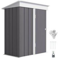 Rolipo 5x 3 x 6ft Lean-To Metal Garden Shed with Shelf & Lock, Grey