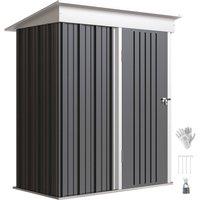 Rolipo 5 x 3 x 6ft Lean-To Metal Garden Shed with Shelf & Lock, Dark Grey