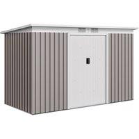 Rolipo 9 x 4ft Corrugated Metal Garden Shed with Ventilation Kit, Light Grey