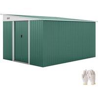 Rolipo 11.3 x 9.2ft Metal Garden Shed with Sliding Doors & Vents, Green