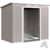 Rolipo 7 x 4ft Galvanised Steel Garden Shed with Foundation Kit, Grey