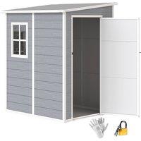 Rolipo 4 x 5ft Lean-To Garden Shed with Window & Lockable Door, Grey