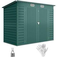 Rolipo 3.7 x 7.9ft Galvanised Steel Garden Shed with Lockable Door, Green