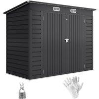 Rolipo 3.7 x 7.9ft Galvanised Steel Garden Shed with Lockable Door, Grey