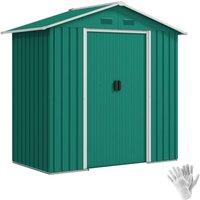 Rolipo 6.5 x 3.5ft Metal Garden Shed with Sliding Doors & Vents, Green