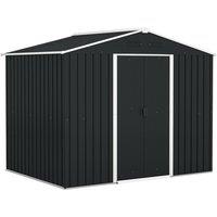 Rolipo 7.7 x 5.7ft Galvanised Metal Garden Shed with Sliding Doors, Grey