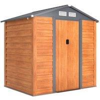 Rolipo 6.5 x 5ft Metal Garden Shed with Sliding Door & Vents, Brown