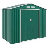 Rolipo 7 x 4ft Metal Garden Shed with Foundation Kit & Double Doors, Green