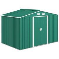 Rolipo 9 x 6ft Metal Garden Shed with Foundation Kit & Double Doors, Green
